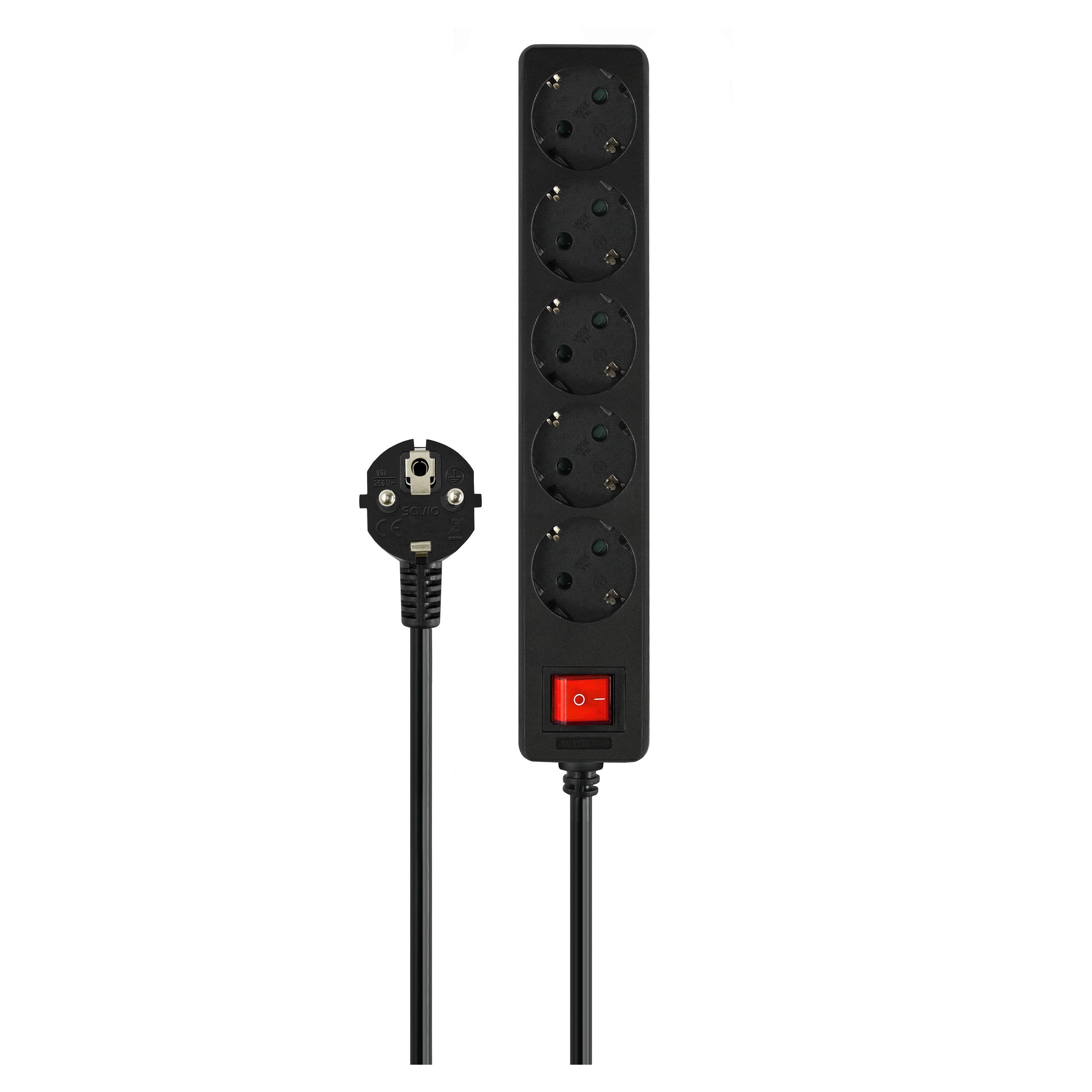 EAN 5905106070023 - Savio LZ-15 regleta inteligente 5 salidas AC Universal 5 m 0 2500 W Negro imagen 1