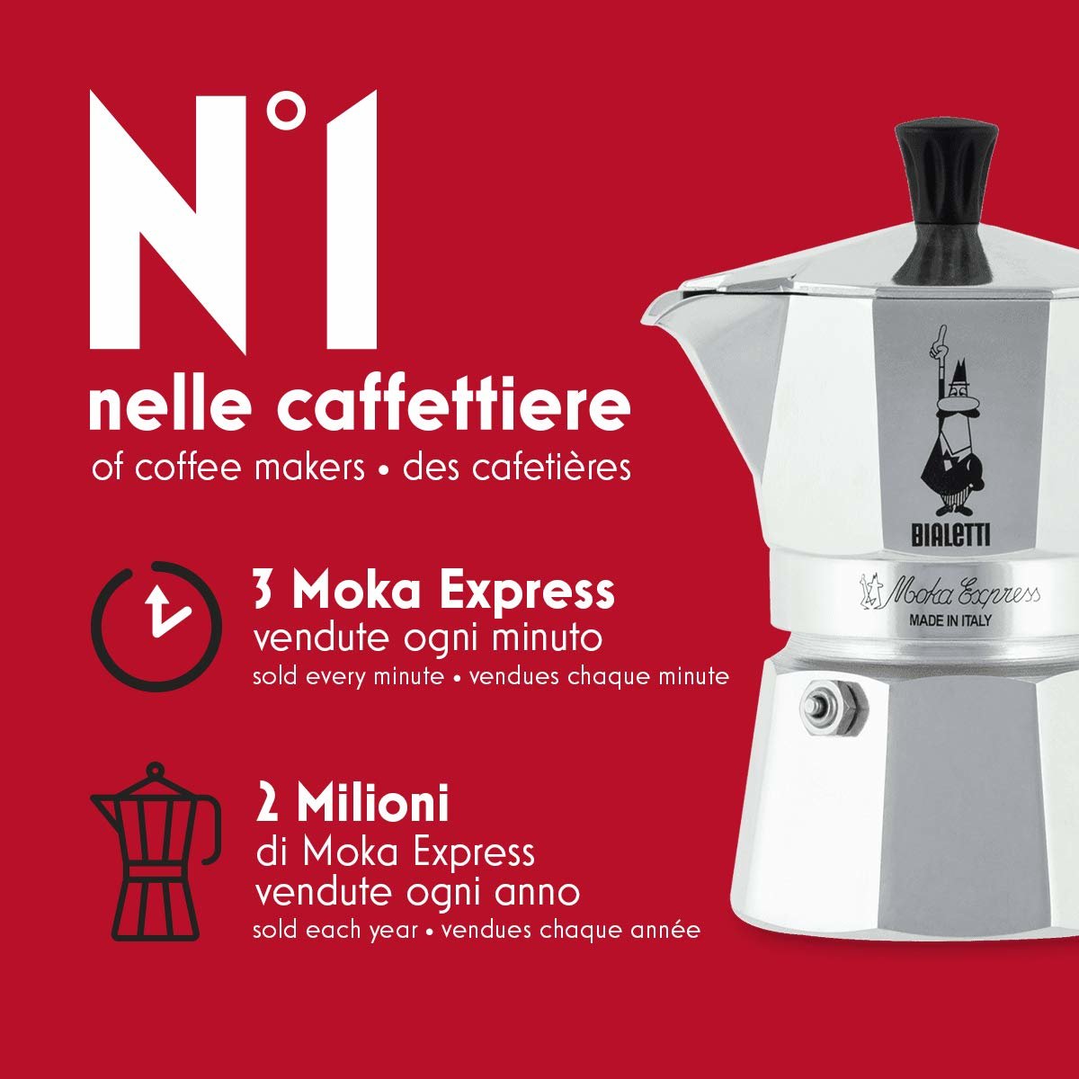 Cafetera Italiana Bialetti Moka Express Aluminio, Negro
