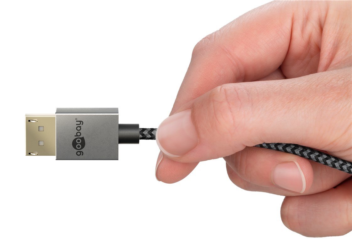 Cable Goobay 77444 Displayport 1 M Negro, Plata