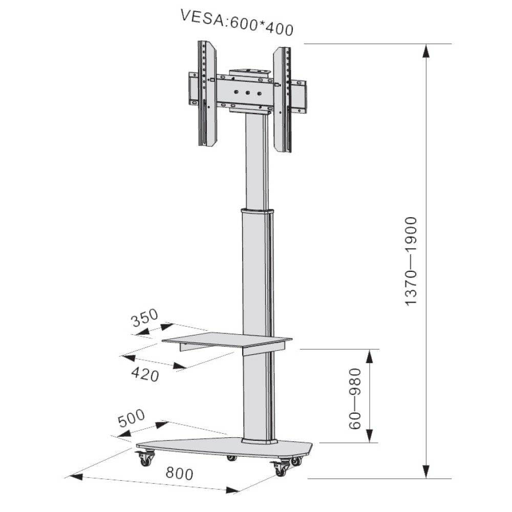 Techly Ica-Tr3wh Soporte Para Pantalla De Señalización 177,8 Cm (70") Blanco