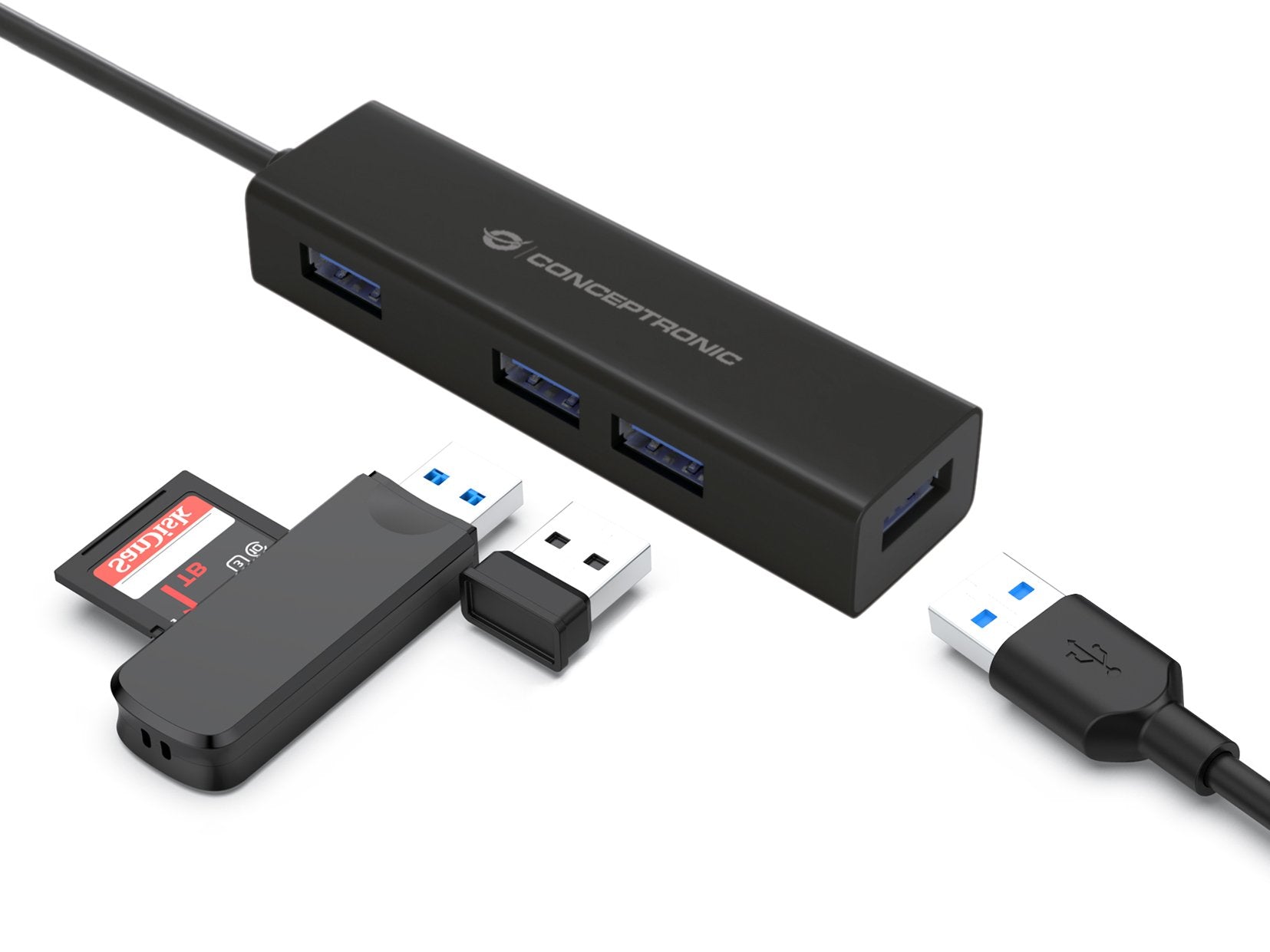 EAN 4015867225554 - Conceptronic HUBBIES07B hub de interfaz USB 3.2 Gen 1 (3.1 Gen 1) Type-C 5000 Mbit/s Negro imagen 3