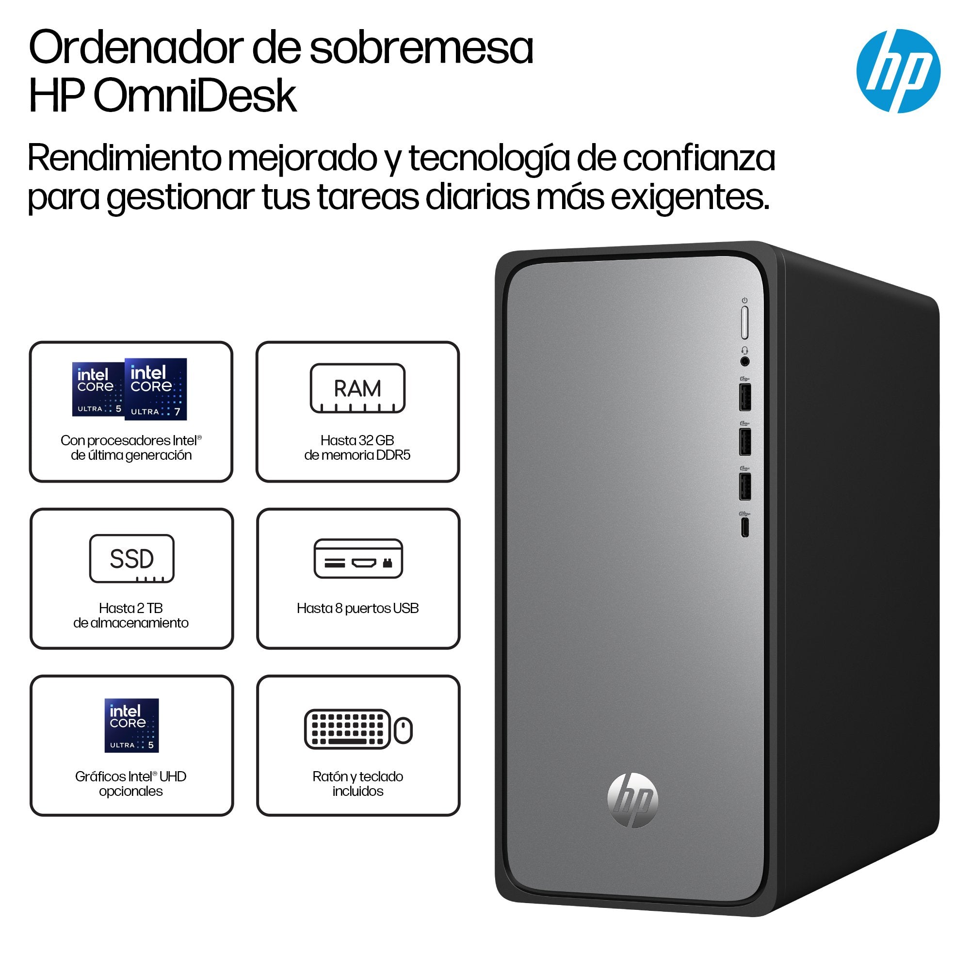 EAN 199642184510 - HP OmniDesk M02-0017ns PC Intel® Core™ i5 i5-14400 16 GB DDR5-SDRAM 1 TB SSD FreeDOS Torre Plata imagen 3