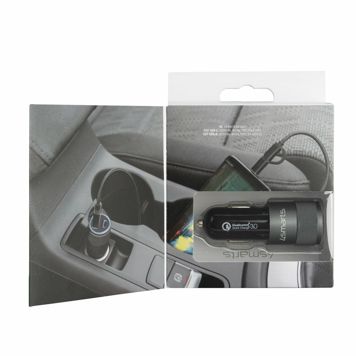 4smarts Cargador De Coche Rapido+ Mit Quick Charge Pd 27w Negro