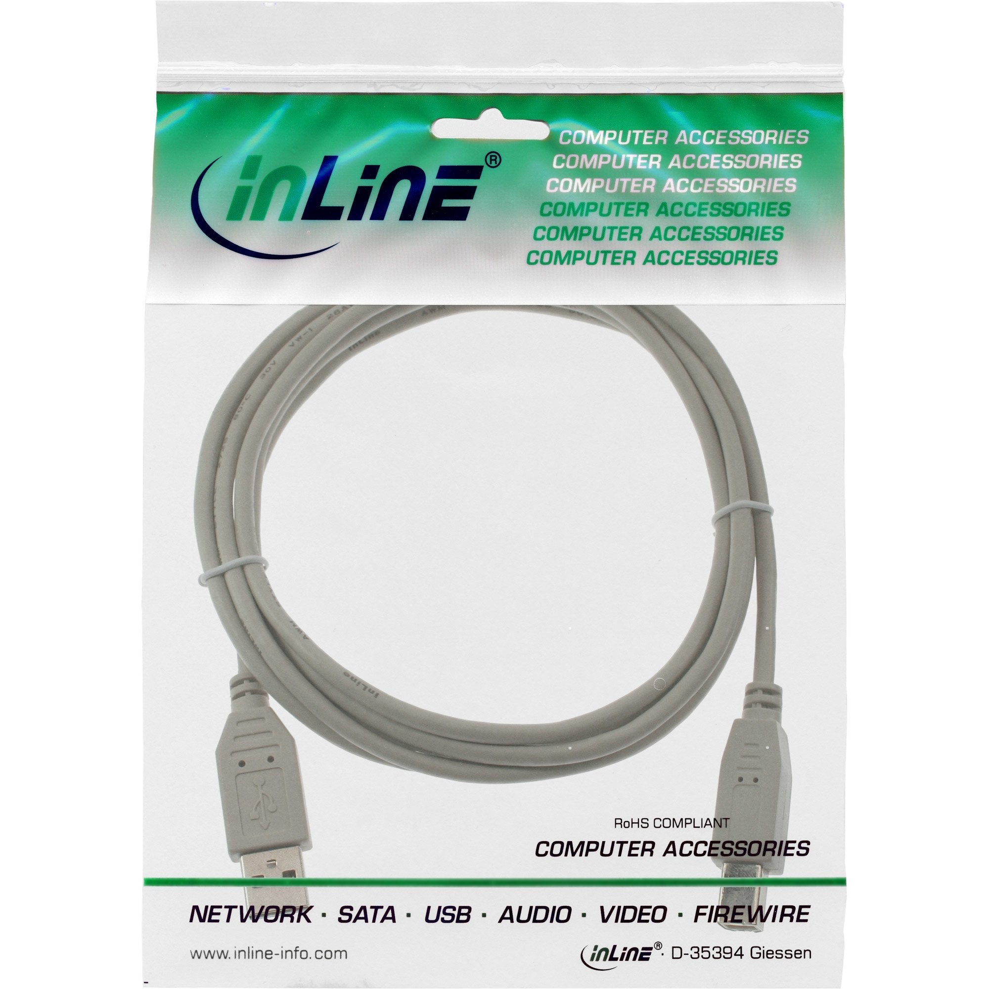 Inline Usb 2.0 Cable Tipo A Macho A Tipo B Macho Beige 10m