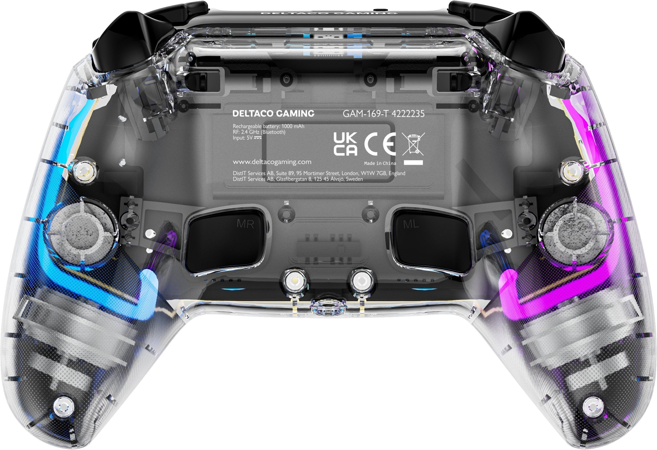 Deltaco Ps4/Pc Controller Wireless/Bt Transparent
