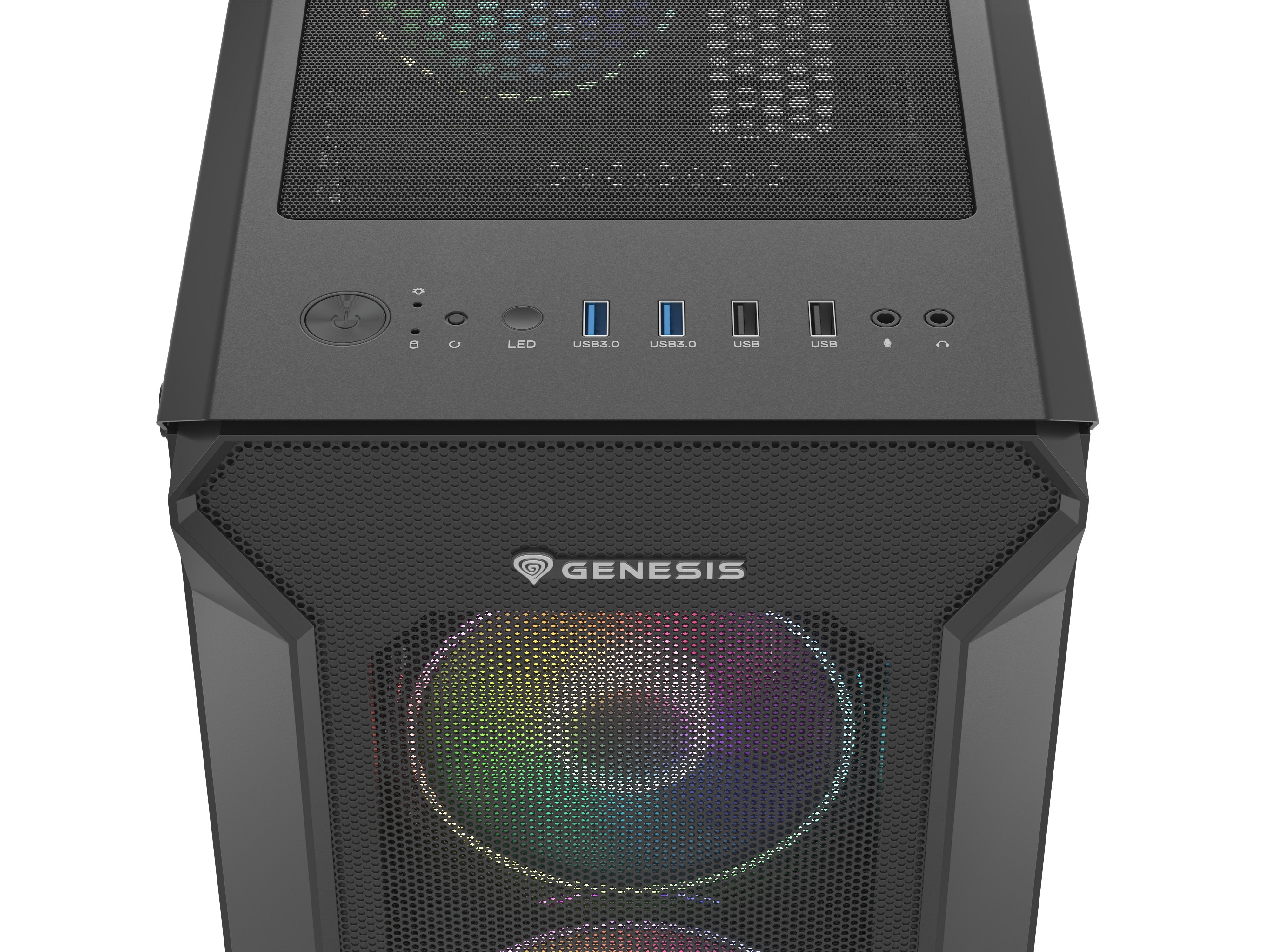 Caja Pc Gaming Genesis Irid 505 Argb Atx 2xusb 3.0 2xusb 2.0 S/F Cristal Templado