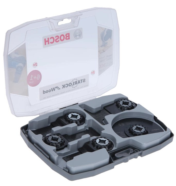 Juego Sierra Hojas Bosch Starlock Juego De Madera 6+1 (7 Piezas, Para Herramientas Multifuncionales) 2608664623