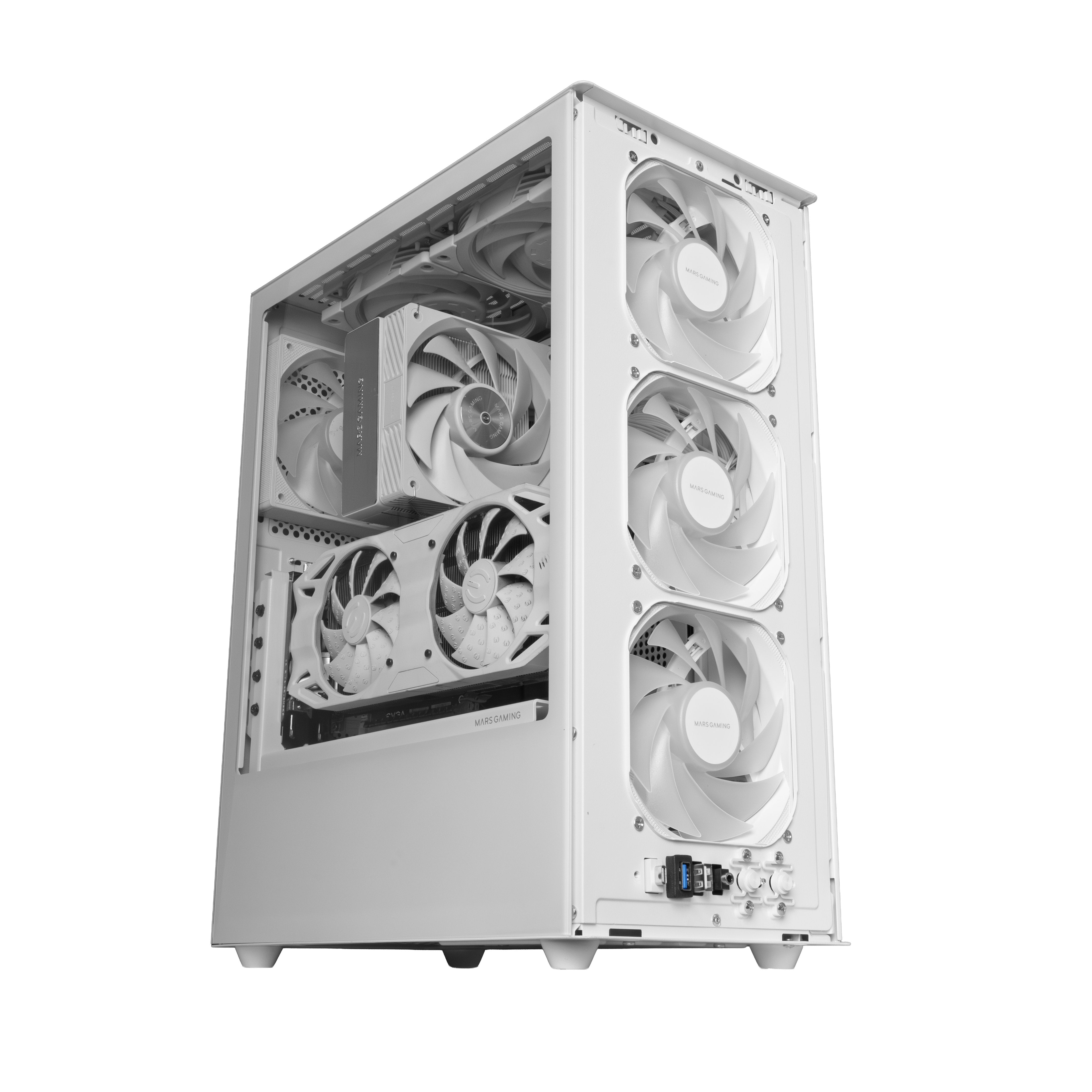 Caja Pc Atx Mars Gaming Mc-T800 Frontal Airdot Mesh 4x Ventiladores Fdb Cablehatch Usb-C Blanco
