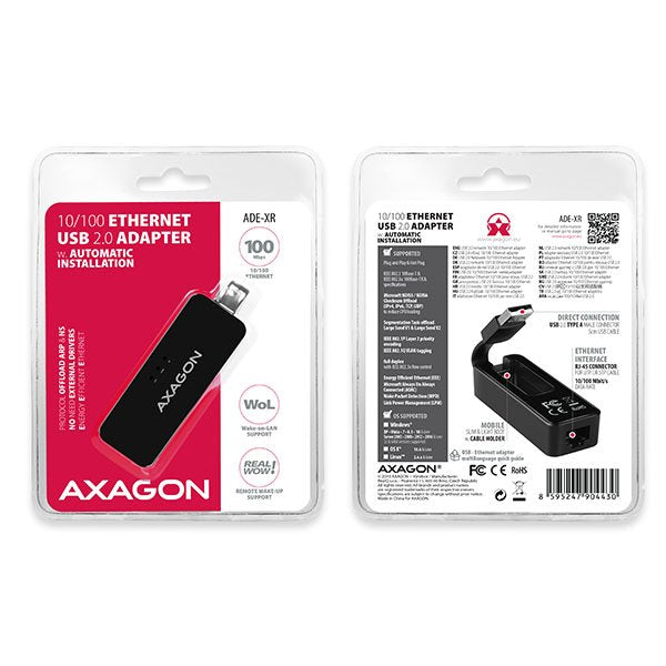 Axagon Adaptador Ade-Xr Fast Ethernet 10/100 - Usb 2.0 Tipo A