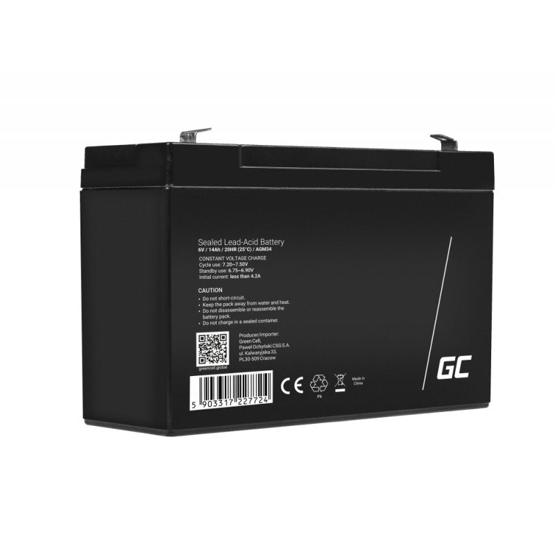 EAN 5903317227724 - Green Cell AGM34 batería para sistema ups Sealed Lead Acid (VRLA) 6 V 14 Ah imagen 5