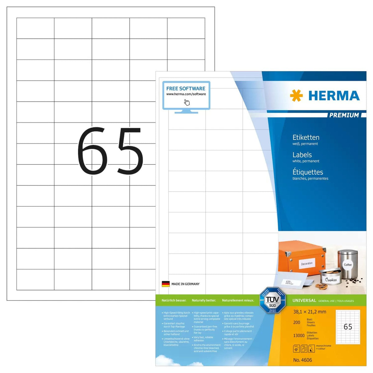 Herma Etiquetas 4606 Blanco 38,1 X 21,2 Mm