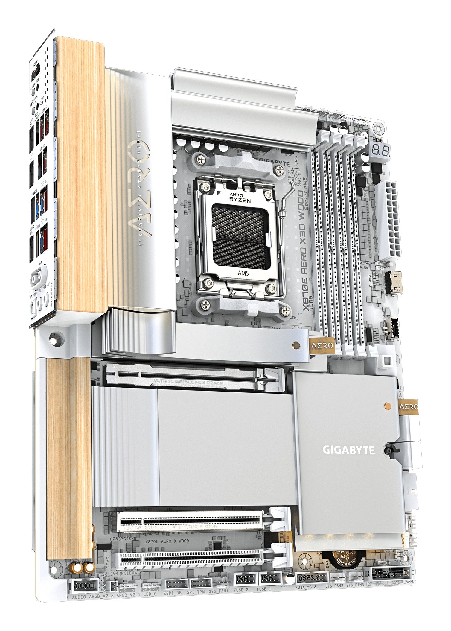 Placa Base Gigabyte X870e Aero X3d Wood Plateado