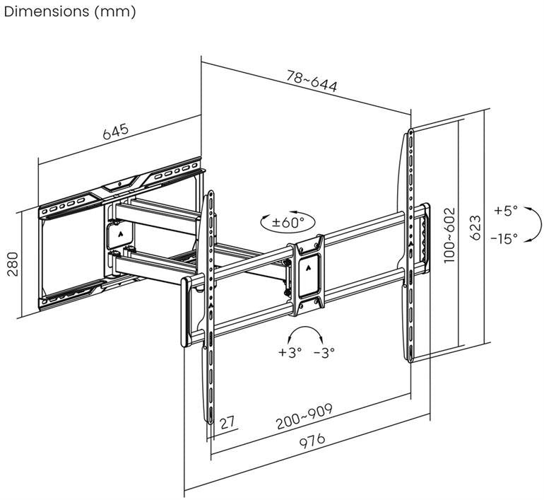 EAN 8716309135139 - Gembird WM-105ST-01 soporte para TV 2,67 m (105") Negro imagen 5