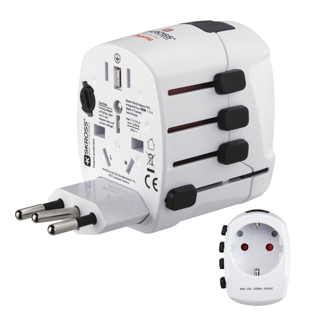 Hama World Travel Pro Adaptador De Enchufe Eléctrico Universal Blanco