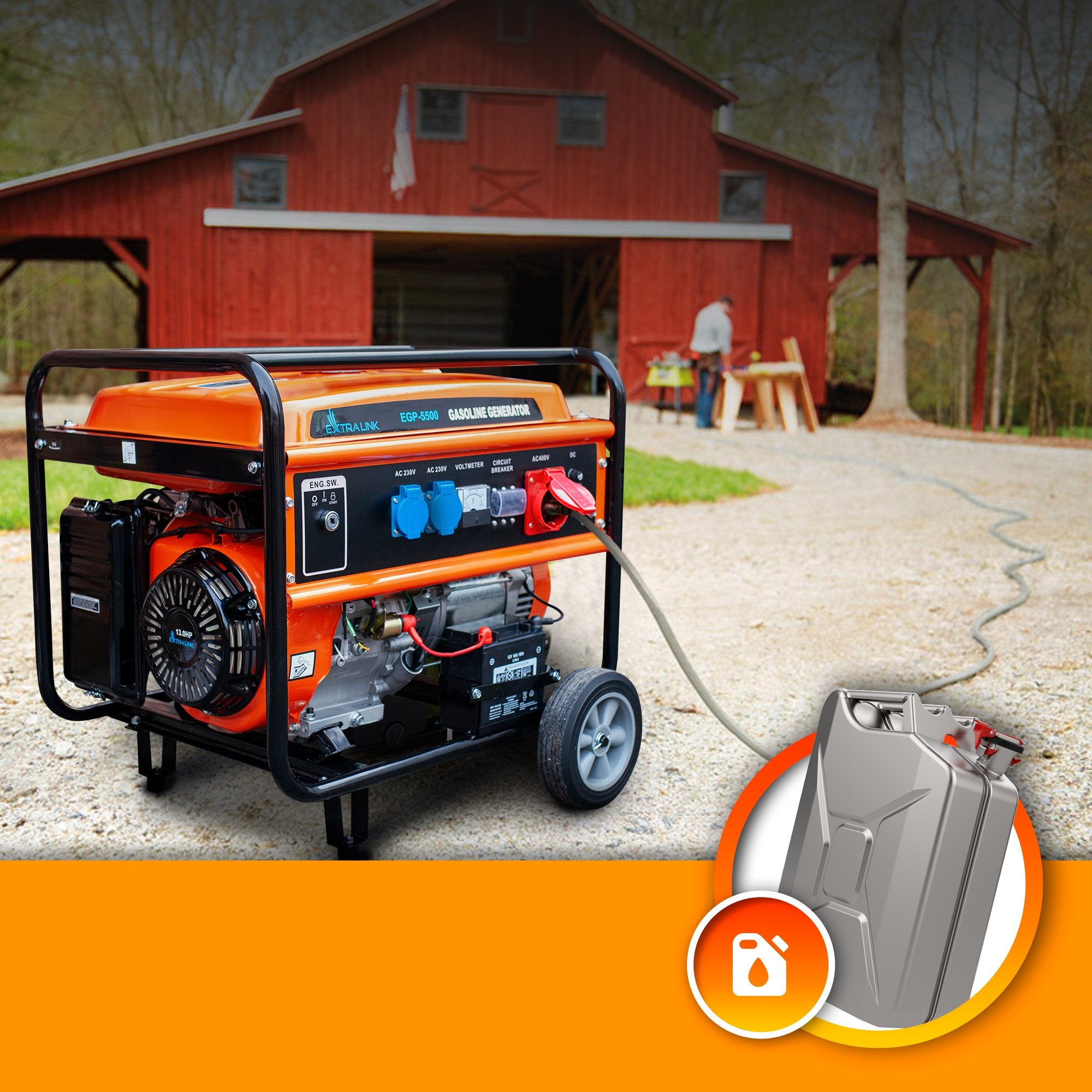 EAN 5905090330356 - Extralink EX.30356 motor-generador 5000 W 25 L Negro, Naranja imagen 11