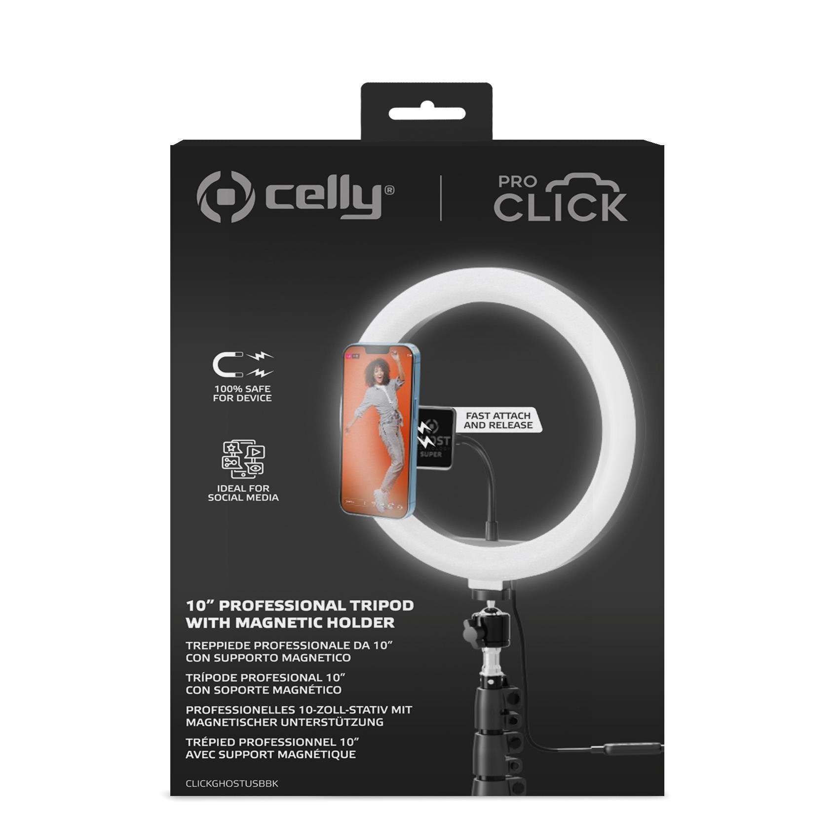 Celly Clickghostusb Tripode Smartphone 3 Pata(S) Negro
