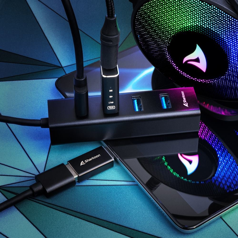 Sharkoon 4-Port Usb 3.2 Gen 1 Aluminium Hub, Usb-Hub 4044951037582