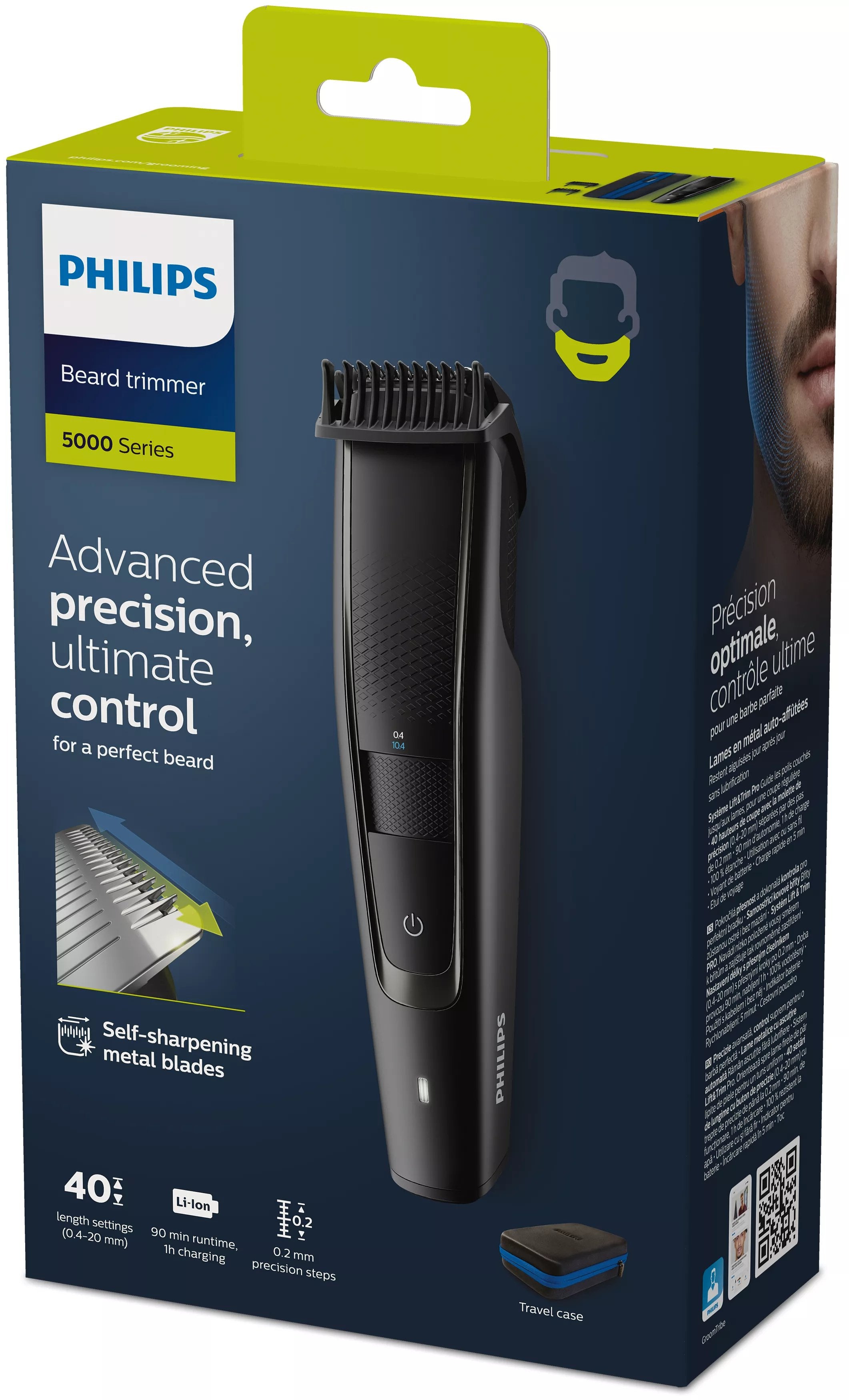 EAN 8720689023511 - Philips BEARDTRIMMER Series 5000 BT5515/70 depiladora para la barba Batería 40 2 cm Mojado y seco Negro imagen 3
