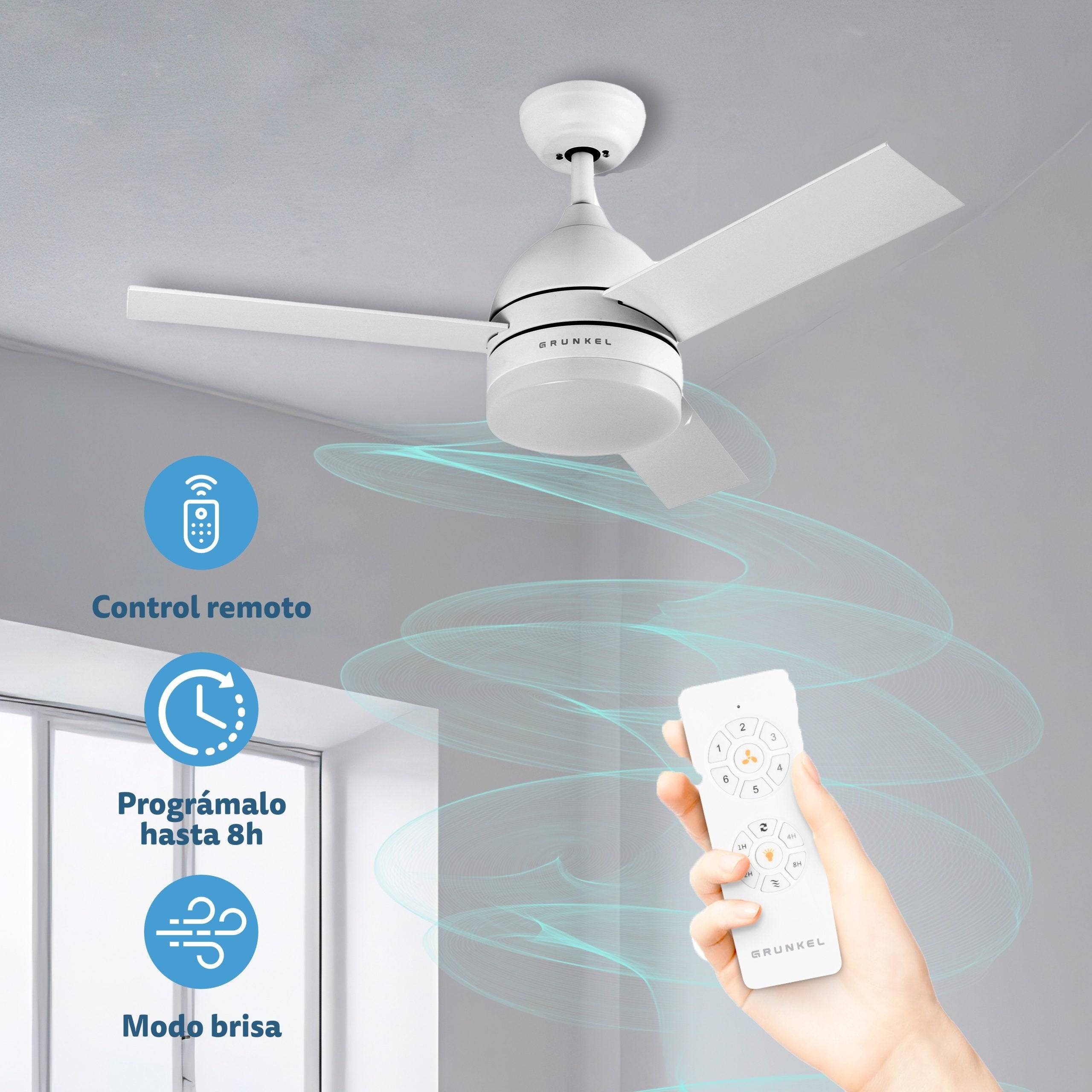 EAN 8426156017709 - Grunkel SKYECO-52 ventilador Blanco, Madera imagen 4
