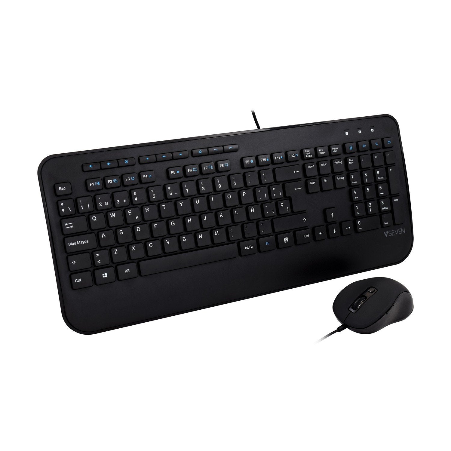 V7 Teclado Usb De Tamaño Completo Con Reposamuñecas Y Combo De Ratón Para Ambidiestros - Es