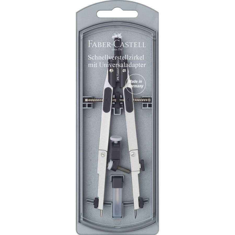 Faber-Castell Compas De Ajuste Rapido 3.5mm - Articulaciones En Ambos Brazos - Para Circunferencias De Hasta Ø 390mm -