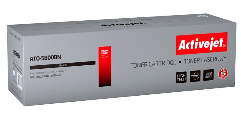 Tóner Activejet Ato-5800bn (Reemplazo De Oki 43324424 - Supreme - 6000 Páginas - Negro)
