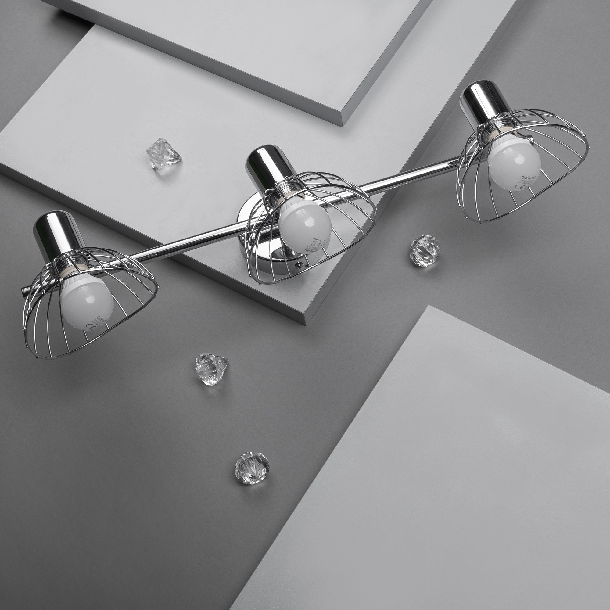 Activejet Gizel Tira De Luz De Pared De Techo Triple Cromo E14 Lámpara De Pared Para Sala De Estar