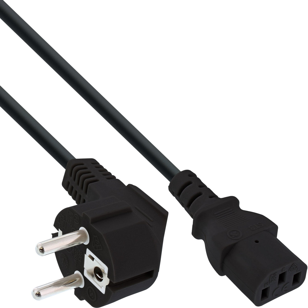Inline® Power Cable Type F German Angled A C13 Iec Hembra Black 7m