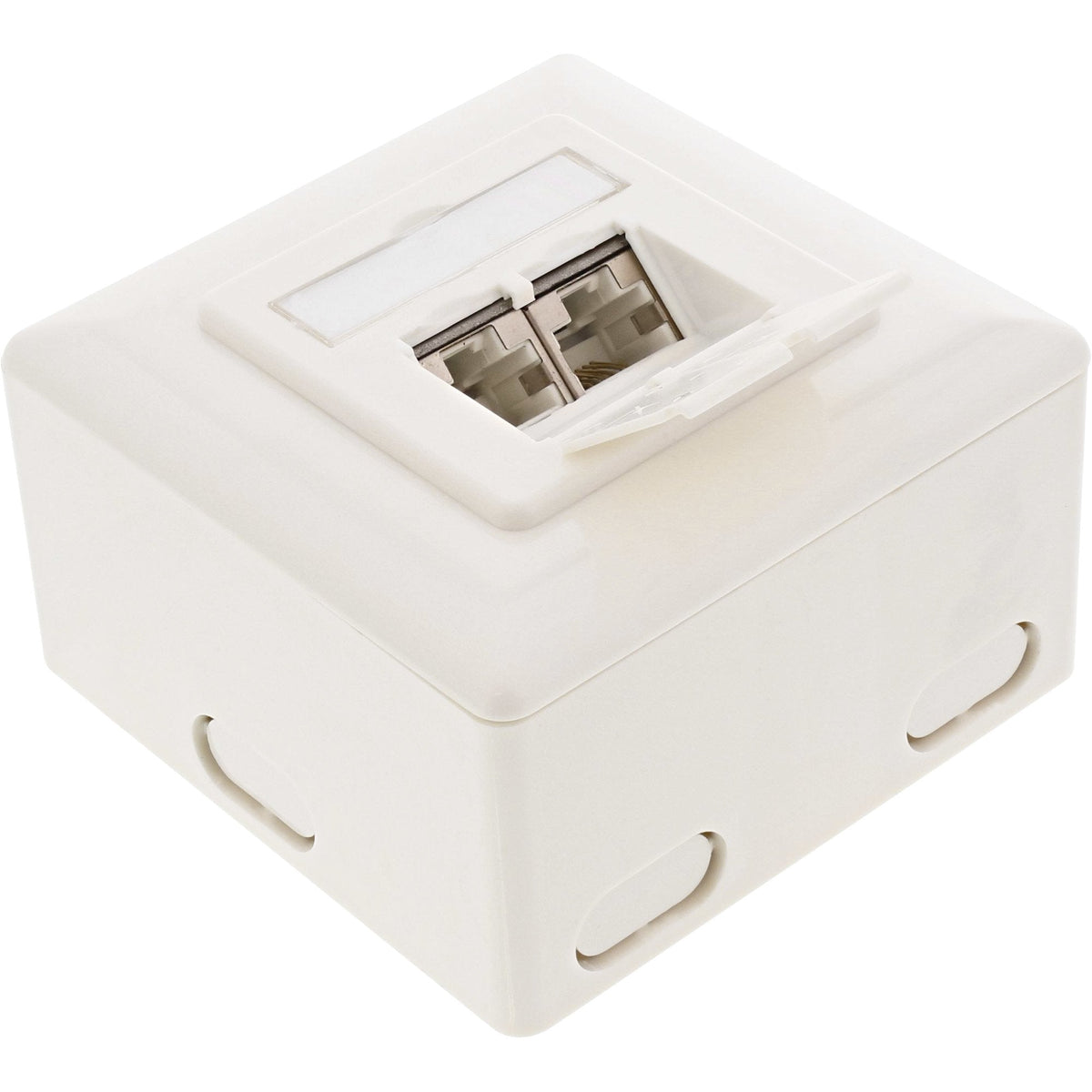 Inline Cat.6 Wall Outlet Box Montaje En Superficie O Empotrado 2x Enchufes Rj45 Blanco Vertical