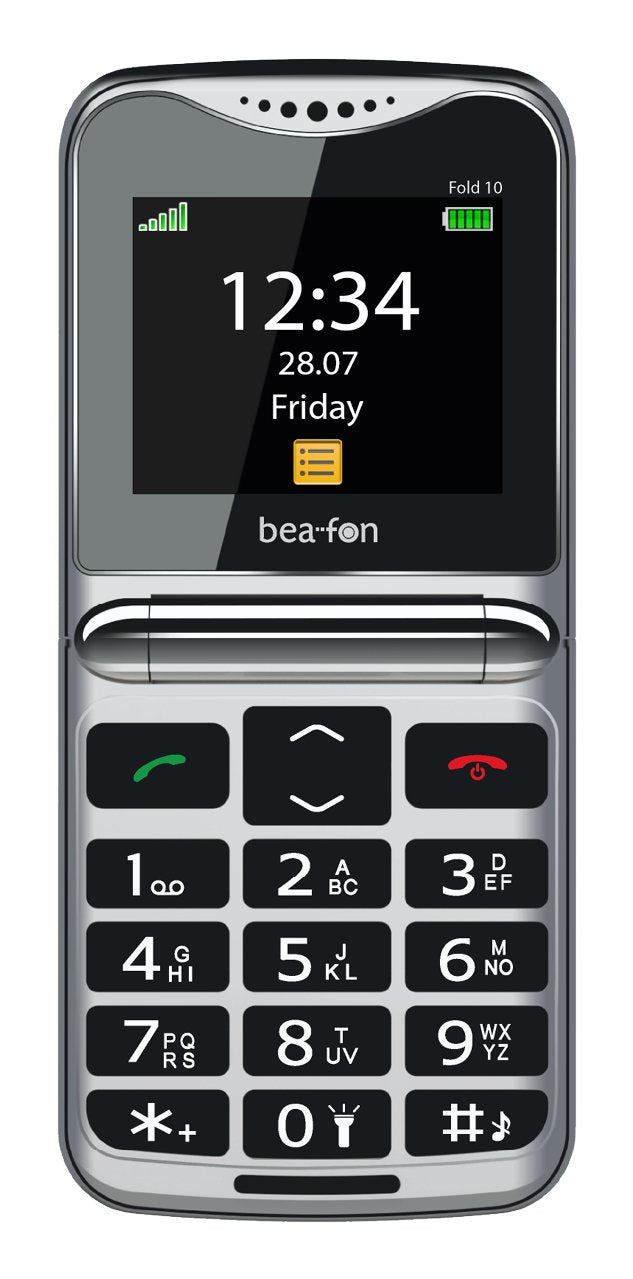EAN 9120124822003 - Beafon Fold10 5,59 cm (2.2") 95 g Negro, Plata Teléfono para personas mayores imagen 1