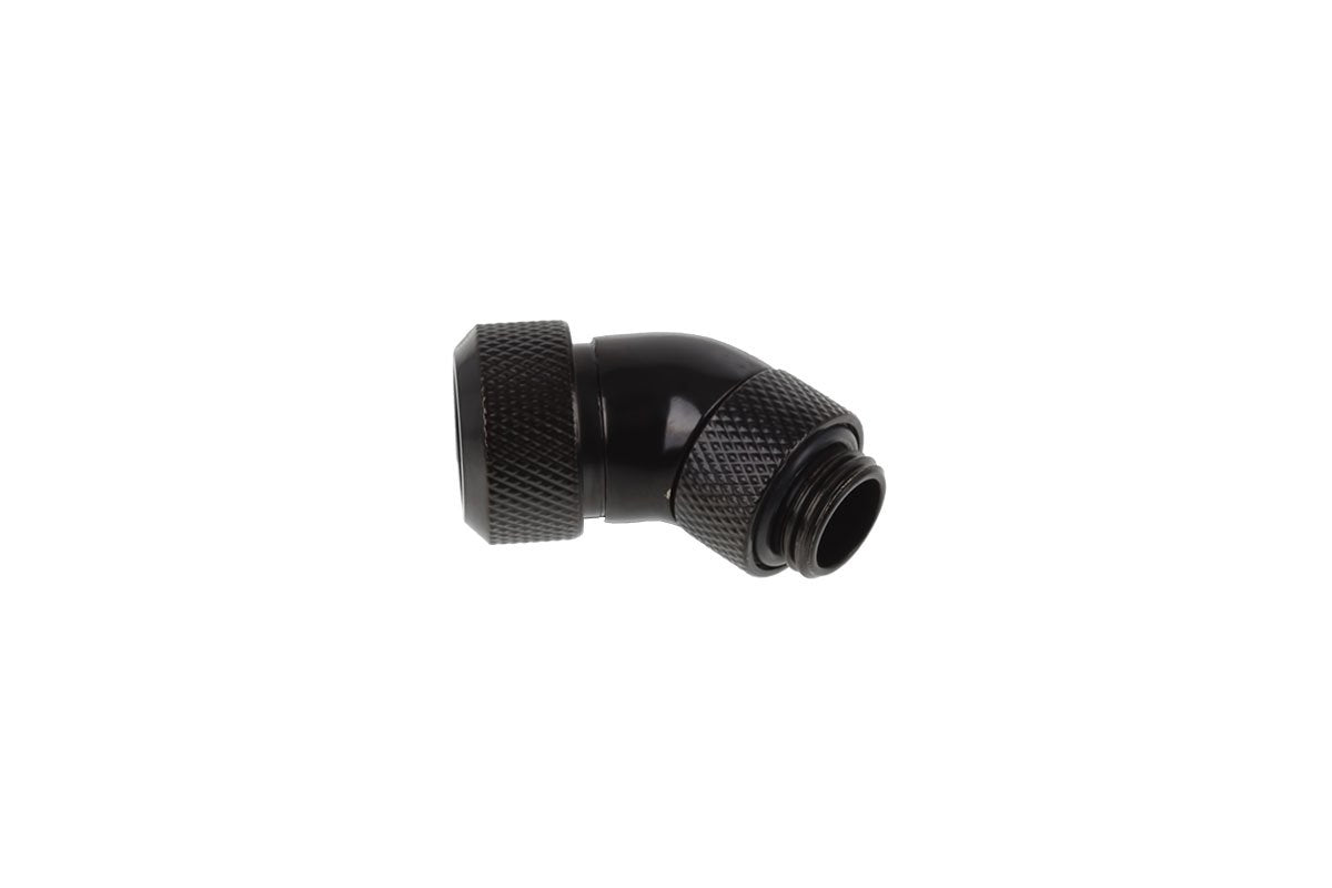 Alphacool Eiszapfen 13mm Hardtube Boquilla Atornillable 45 ° Giratoria, Conexión Negra, G1 / 4 Para Tubos