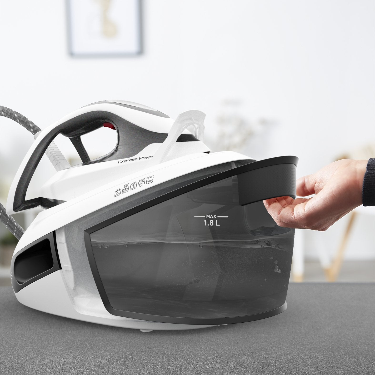 EAN 3121040086193 - Tefal Express Power SV8130 2800 W 1,8 L Durilium AirGlide Autoclean soleplate Negro, Blanco imagen 11
