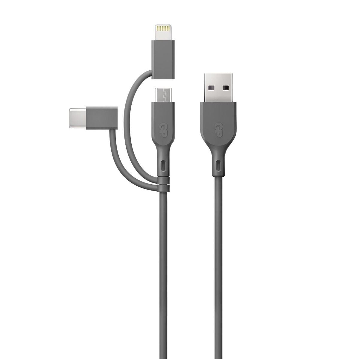 Gp Batteries Cy1n Cable Usb 1 M Usb A Usb C/Micro-Usb B/Lightning Gris