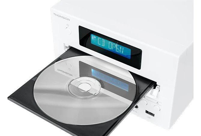 Thomson Micro Sound System Bt Radio Fm/Cd/Mp3/Usb Wood Finish White Mic121bt