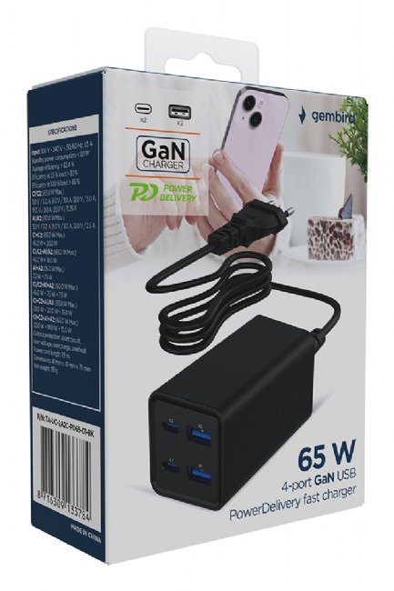 EAN 8716309133784 - Gembird TA-UC-2A2C-PD65-01-BK cargador de dispositivo móvil Portátil, Smartphone Negro Corriente alterna imagen 7