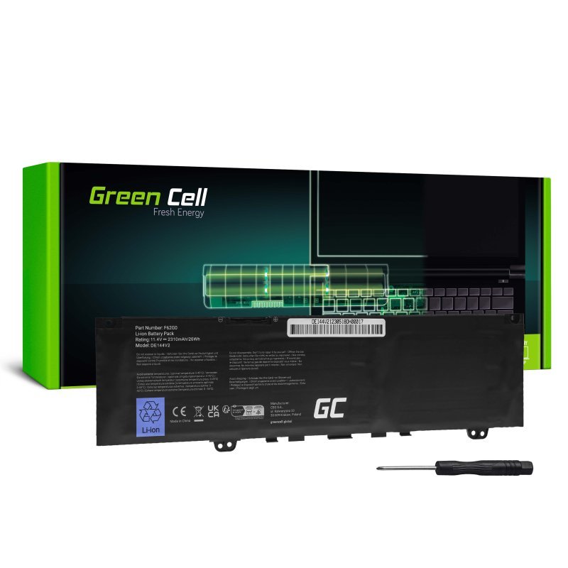 Green Cell Bateria F62g0 Para Dell Inspiron 13 5370 7370 7373 7380 7386, Dell Vostro 5370