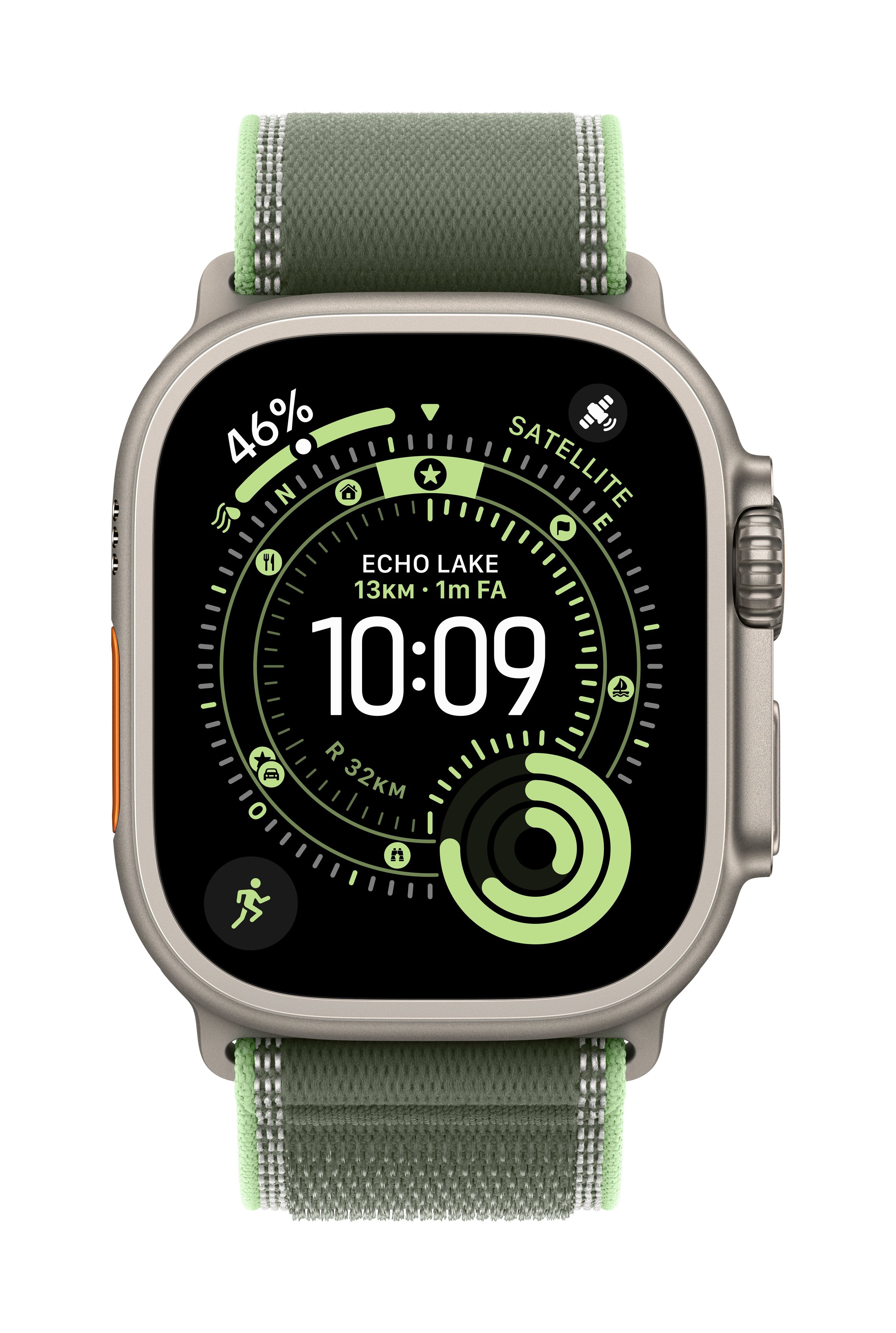 Apple Loop Para Reloj Inteligente 49 Mm Acabado En Titanio Natural Talla M/L Verde/Neón Para Watch Hermès Series 9 Se 3 Series 10 Series 11 Series 8 Series 9 Ultra 2 Ultra 3