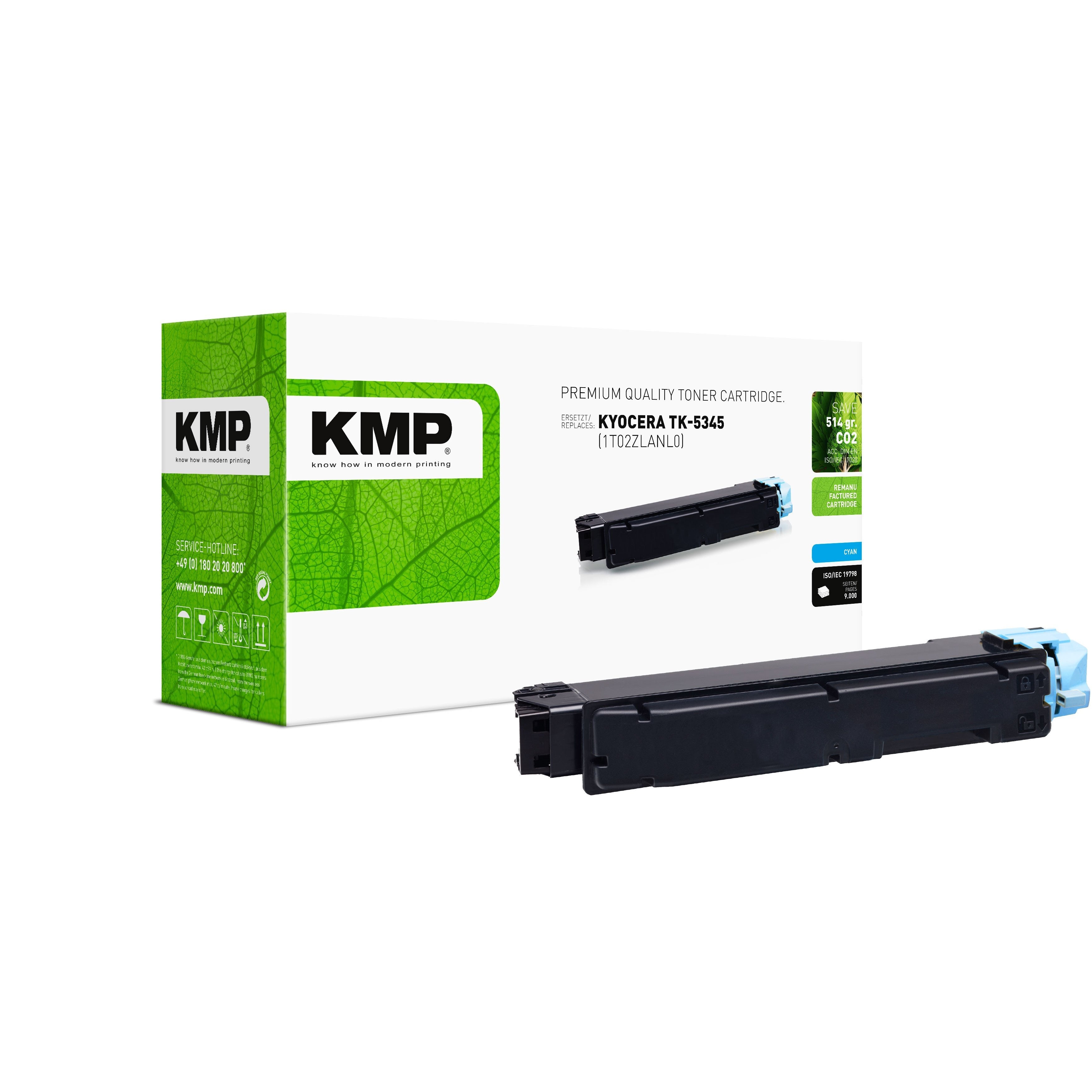 Kmp Toner Kyocera Tk-5345c 1t02zlcnl0 Cyan 9000 Copias Remanufactured