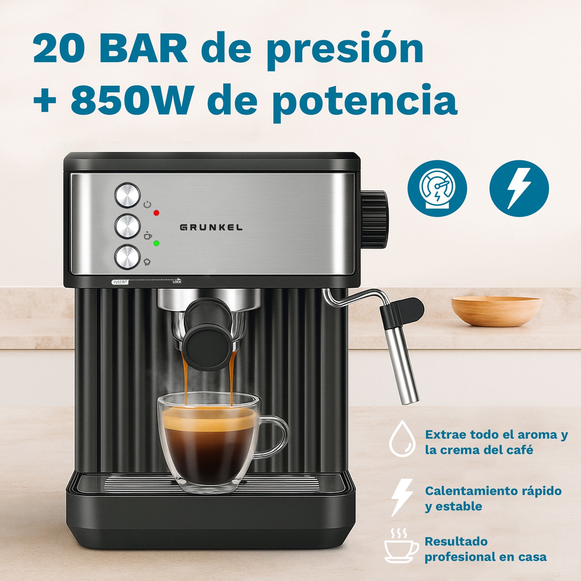 EAN 8426156018898 - Grunkel CAFPRESSO-20AROMA cafetera eléctrica Semi-automática Máquina espresso 1,8 L imagen 2