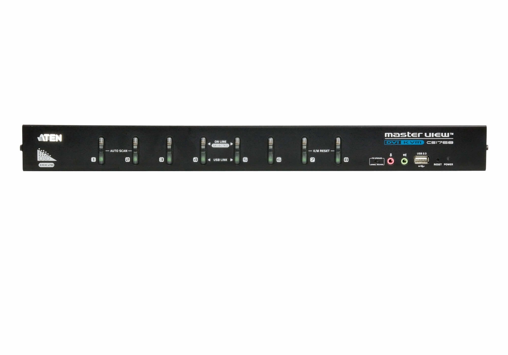 Switch Kvm, 8 Puertos, Aten Cs1768, Usb, Dvi, Audio, 48,26cm (19") 1u