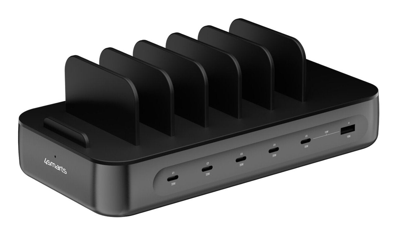 4smarts Charging Station Team 100w Black (5x Usb-C And 1x Usb-A)