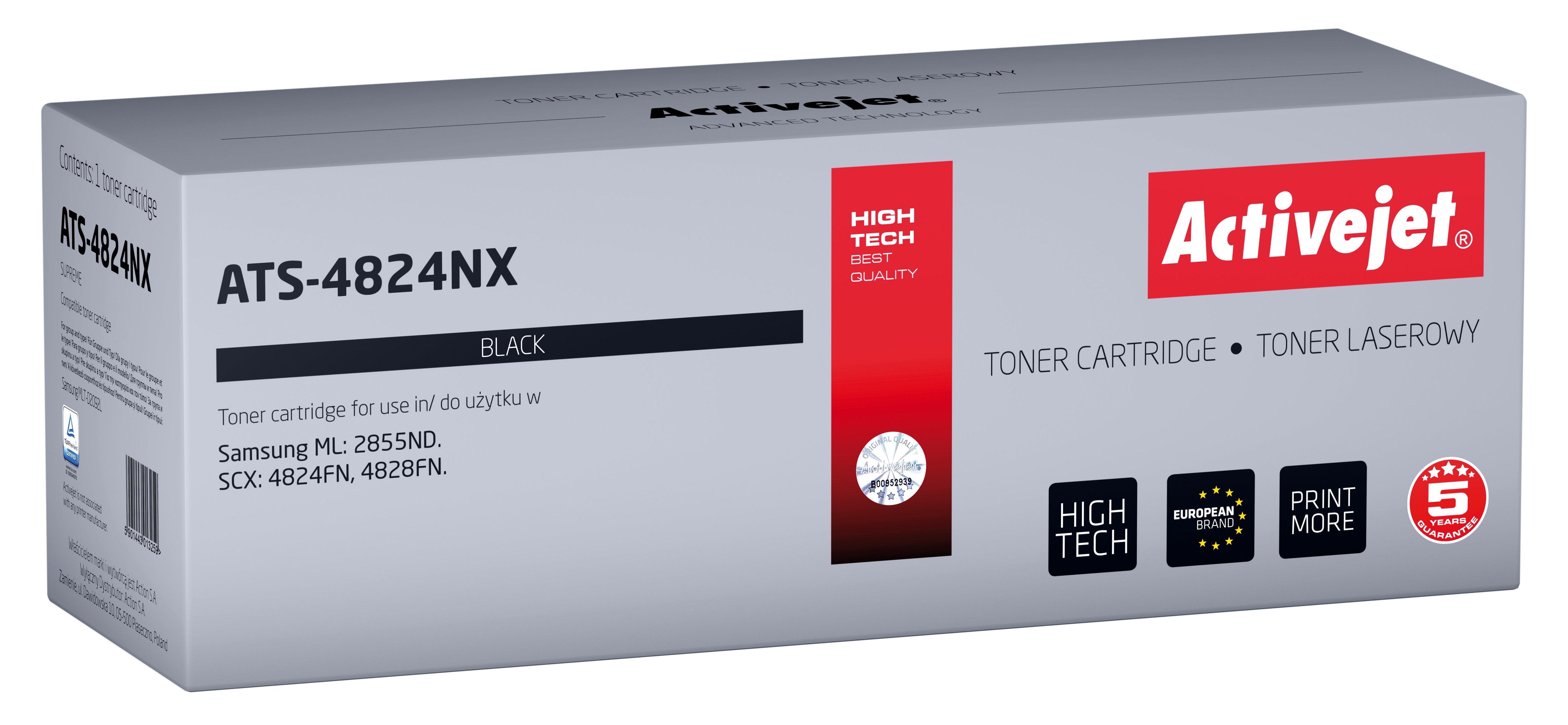 Tóner Activejet Ats-4824nx (Reemplazo Para Samsung Mlt-D2092l - Supreme - 5,000 Páginas - Negro)