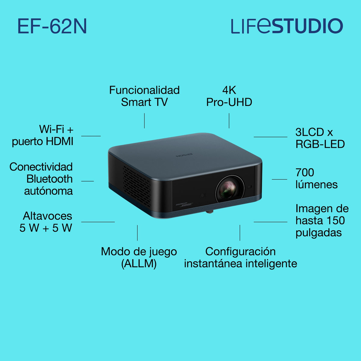 EAN 8715946741567 - Epson Lifestudio Pop Plus EF-62N 700 lúmenes ANSI 3LCD UHD 4K (3840x2160) imagen 3