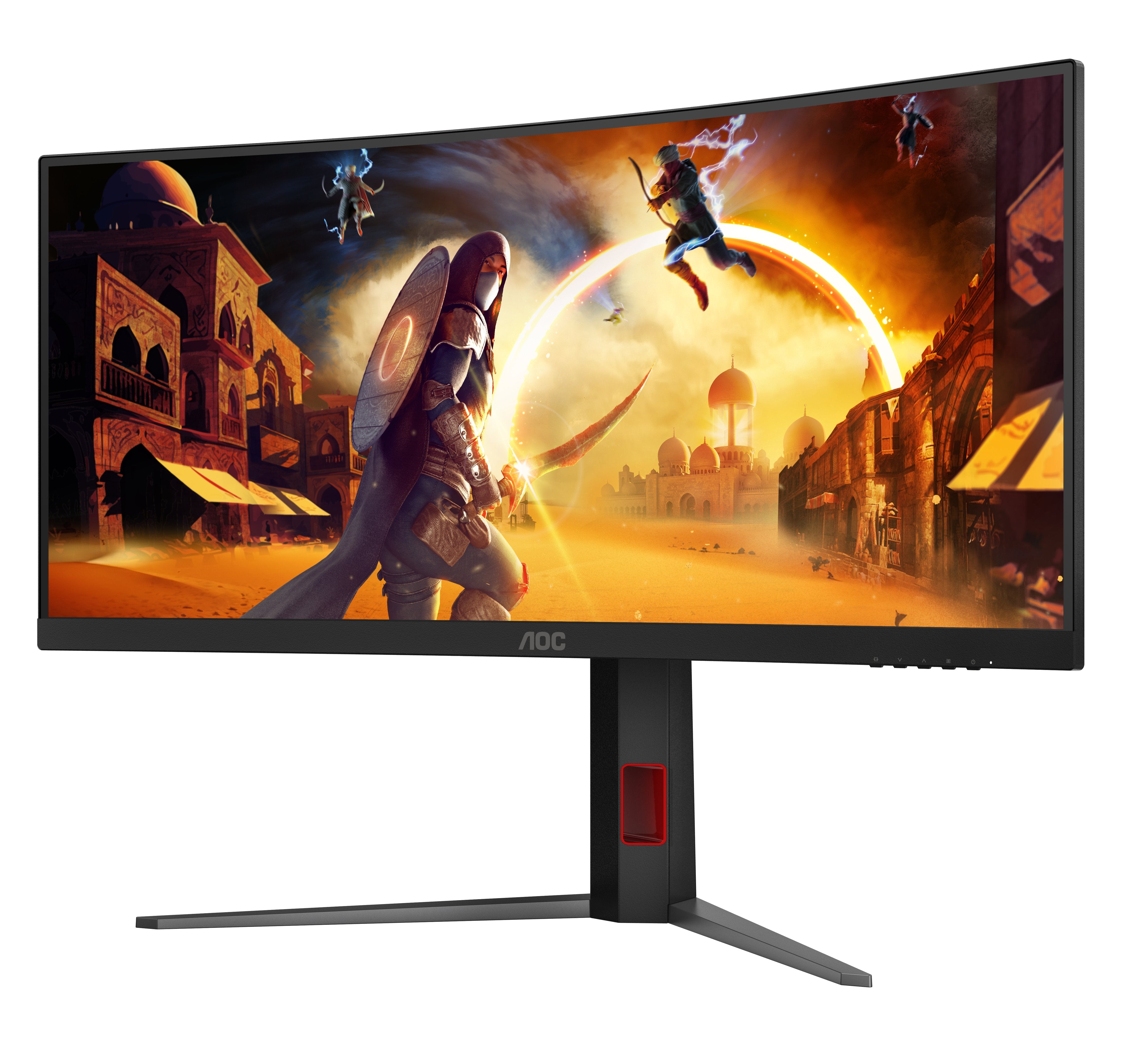 Monitor Aoc G4 Cu34g4z 34" 3440 X 1440 Pixeles Wide Quad Hd Led Negro, Rojo