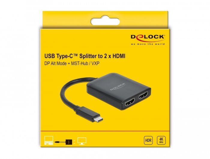 Delock Usb Tipo-C Splitter (Dp Alt Mode) A 2 X Hdmi Mst / Vxp