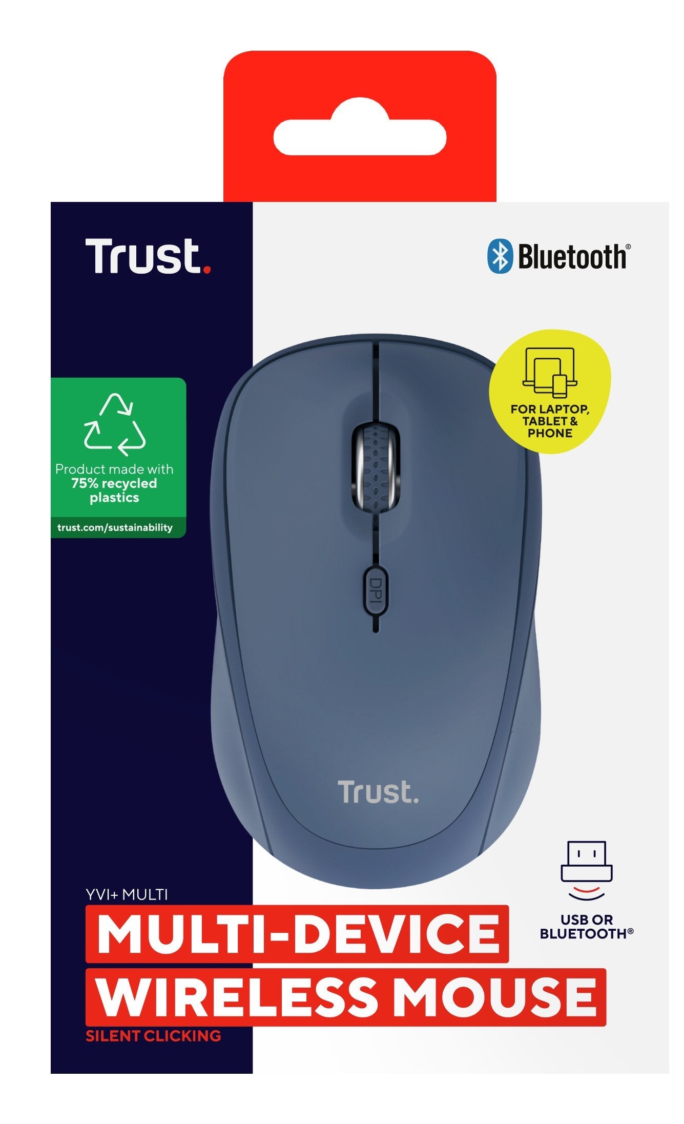 EAN 8713439254556 - Trust Yvi+ ratón Universal Ambidextro RF Wireless + Bluetooth Óptico 1600 DPI imagen 6