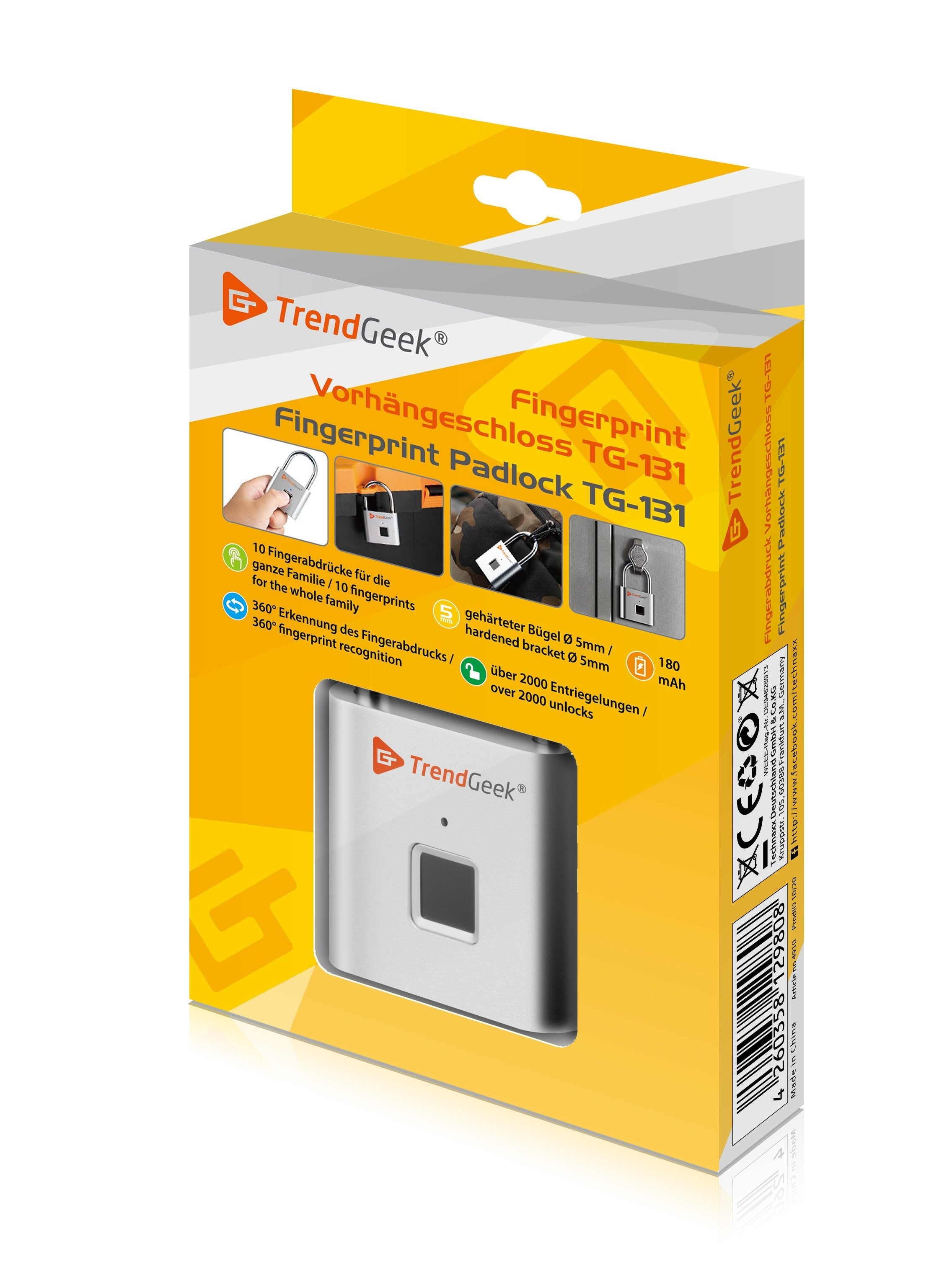 Technaxx Visací Zámek Na Otisk Prstu