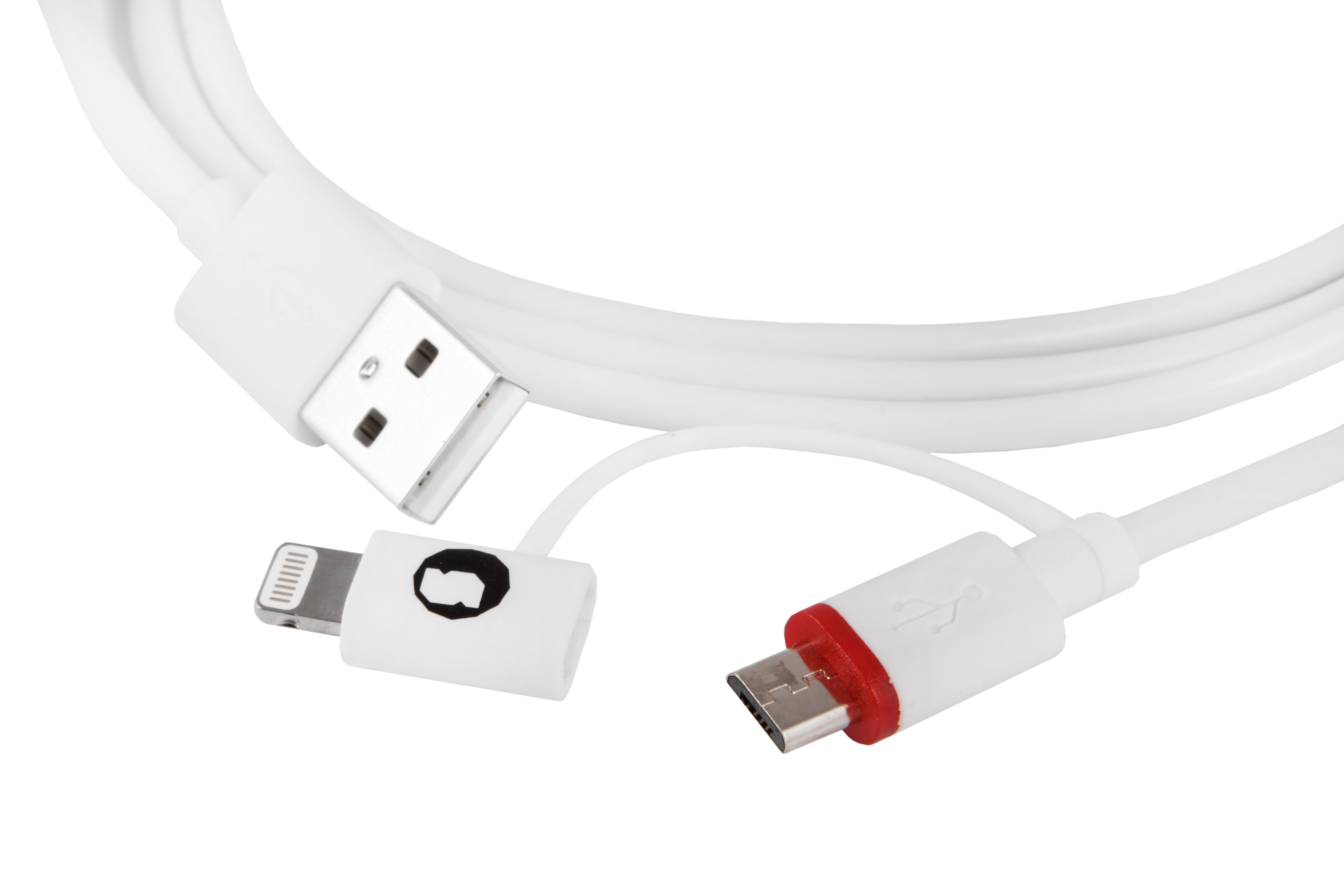 Cable Lightning Combo Microusb + Lightning Silver Ht 1.5m Blanco 93640