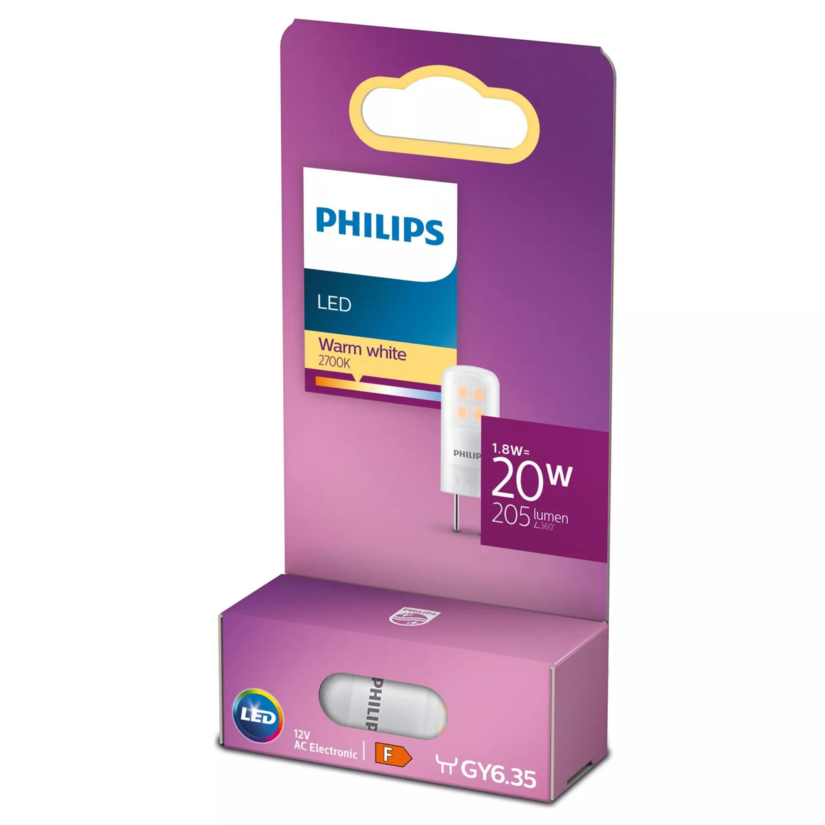 Philips 76791400 Led Eek F (A - G) Gy6.35 Stiftsockel 1.8 W= 20 W Blanco Cálido (Ø X L) 1.3 Cm X 3.5 Cm 1 Ud.
