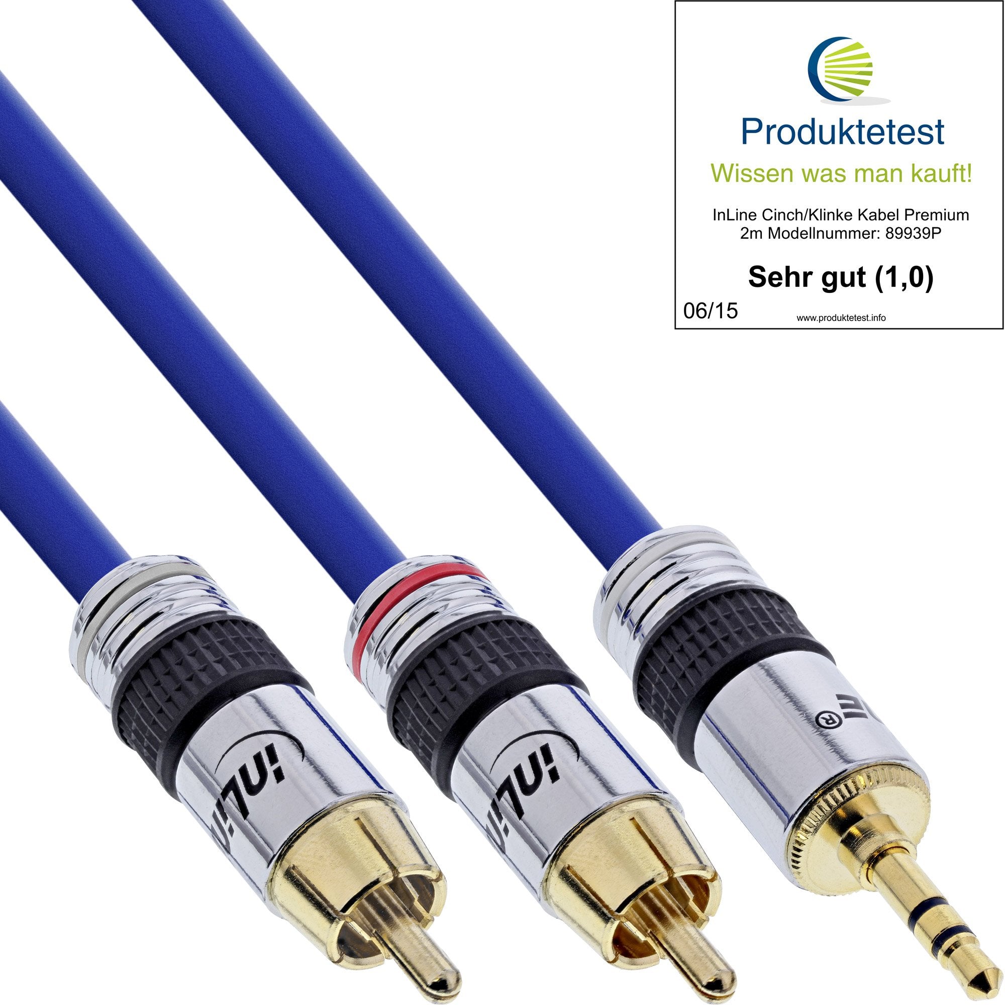 Inline® Cable De Audio Premium 2x Rca Macho / 3.5mm Macho Gold Plated 20m